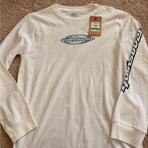 Quiksilver White Long Sleeve Logo Tee -large